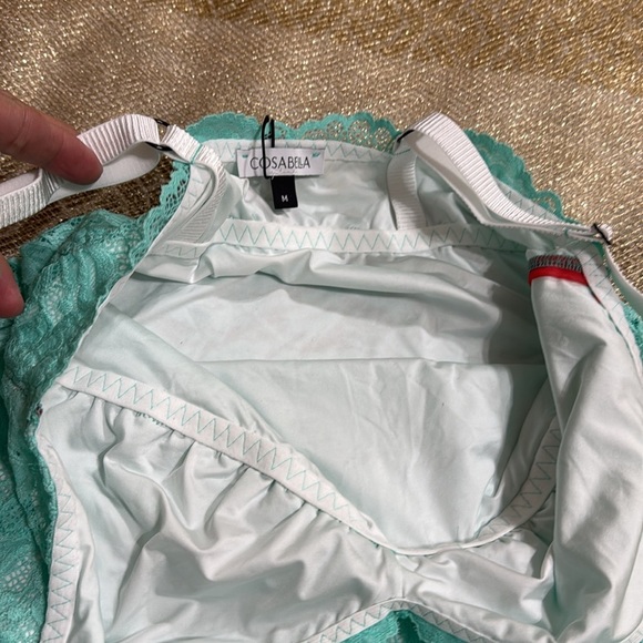 (T2) COSABELLA & Aqua Lace Slip Dress mini,Sz M - Picture 13 of 16